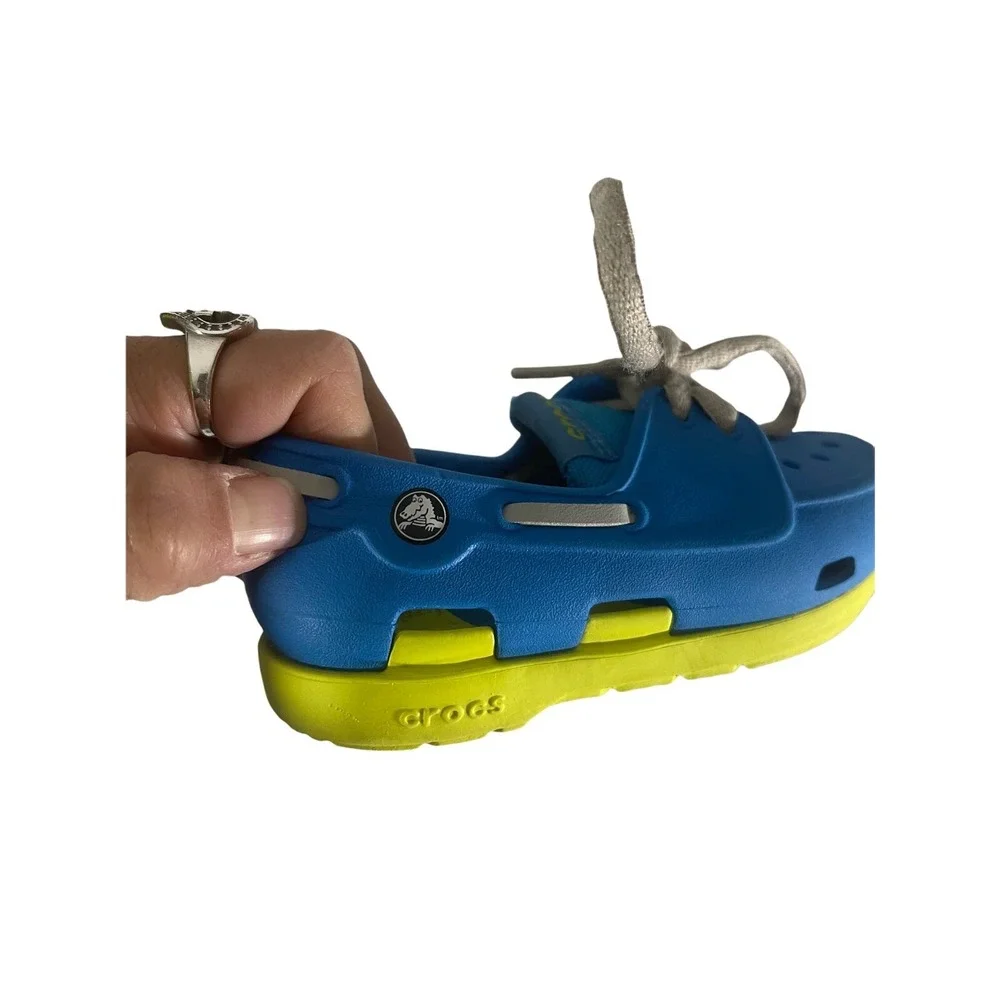 baby‎ CROCS size 7 blue yellow loafer style A1